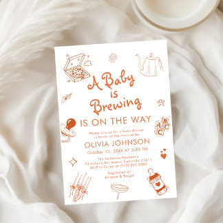 whimsical Breffee Hand Drawn Baby Dusche Einladung