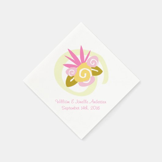 Whimsical Bridal Bouquet Wedding Paper Napkins Serviette (Ecke)