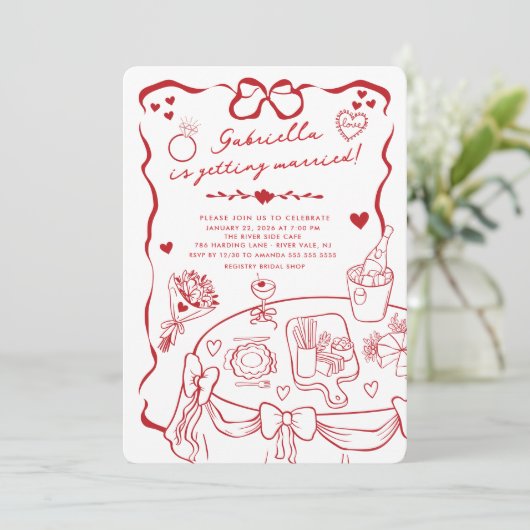 Whimsical Bridal Dusche Einladung (Stehend Vorderseite)