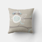 Whimsical Bride Groom Blue Wedding Owls Kissen (Rückseite)