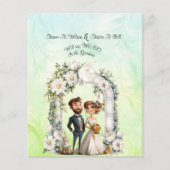 Whimsical Bride Groom Wedding Arch Blue Green (Vorderseite)
