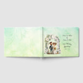 Whimsical Bride Groom Wedding Arch Blue Green Gästebuch (Voll)