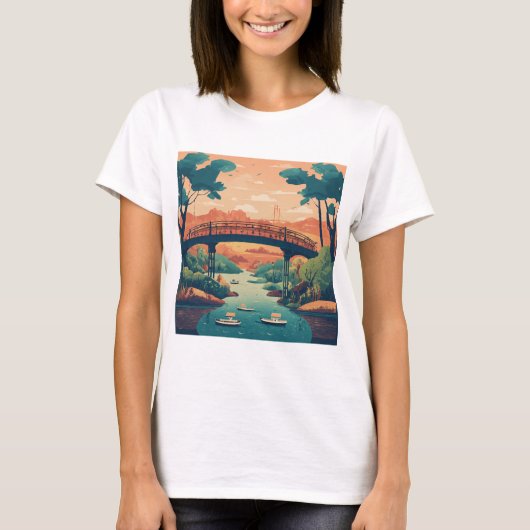 Whimsical Bridge Over River T-Shirt (Vorderseite)