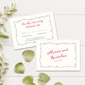 Whimsical Bright Border & Script Names Wedding RSVP Karte