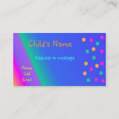 Whimsical Bright Colors Children's Calling Card Telefonnummerkarte (Vorderseite)