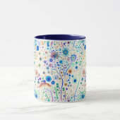 Whimsical Bright farbenfrohe Bäume Blau Tasse (Zentrum)