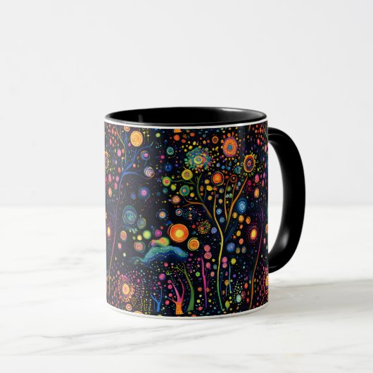 Whimsical Bright farbenfrohe Bäume Tasse (VorderseiteRechts)