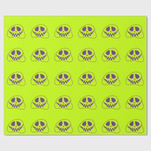 Whimsical Bright Neon Monster Face Halloween Geschenkpapier