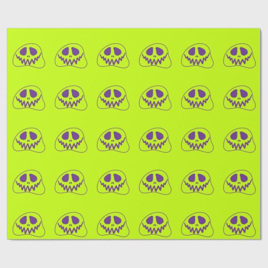 Whimsical Bright Neon Monster Face Halloween Geschenkpapier (Flach)