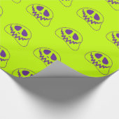Whimsical Bright Neon Monster Face Halloween Geschenkpapier (Ecke)