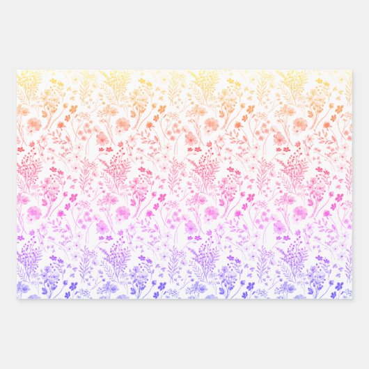 Whimsical Bright Neon Wildblume Garden Geschenkpapier Set (Vorderseite 3)