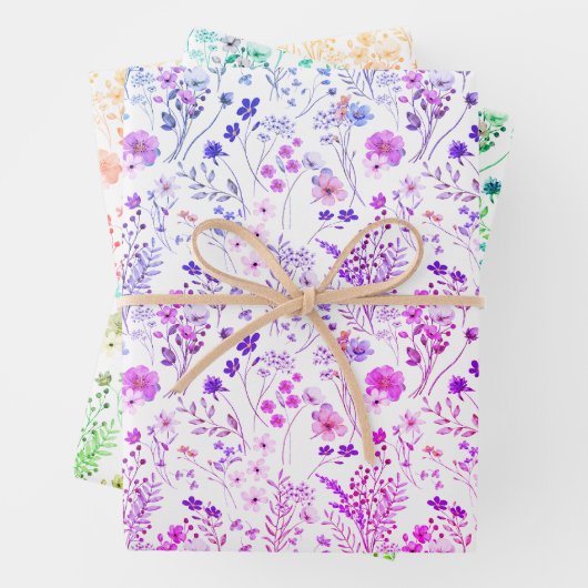 Whimsical Bright Neon Wildblume Garden Geschenkpapier Set (Beispiel)