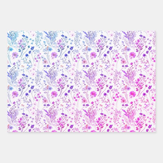 Whimsical Bright Neon Wildblume Garden Geschenkpapier Set (Vorderseite)