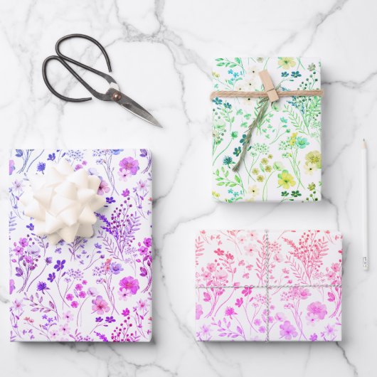 Whimsical Bright Neon Wildblume Garden Geschenkpapier Set (Vorderseite)