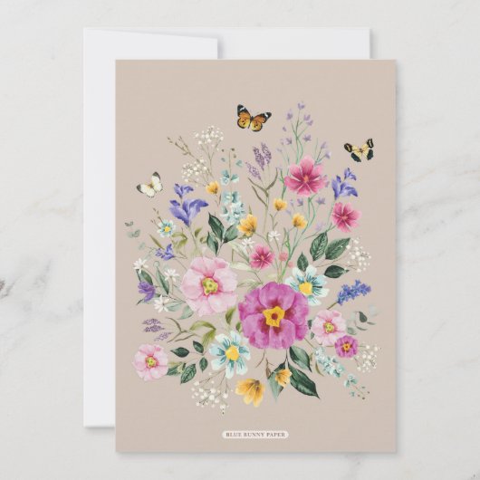 Whimsical Bright Wildblume Meadow Wedding Party Einladung (Rückseite)