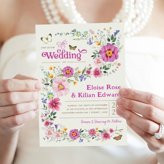 Whimsical Bright Wildblume Meadow Wedding Party Einladung