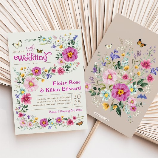 Whimsical Bright Wildblume Meadow Wedding Party Einladung