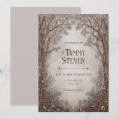 Whimsical Bronze Filigree Forest Wedding Einladung (Vorne/Hinten)