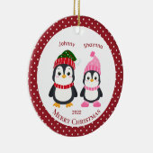 Whimsical Brother & Sister Penguins Personalisiert Keramik Ornament (Rechts)