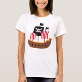 Whimsical Brown and Red Pirate Ship T-Shirt (Vorderseite)