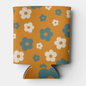 Whimsical Brown & Blue Floral Retro, fröhlich Dosenkühler (Vorderseite)