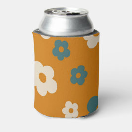 Whimsical Brown & Blue Floral Retro, fröhlich Dosenkühler