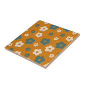 Whimsical Brown & Blue Floral Retro, fröhlich Fliese (Seite)