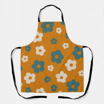 Whimsical Brown & Blue Floral Retro, fröhlich