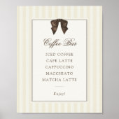 Whimsical Brown Bow Striped Coffee Bar Poster (Vorne)