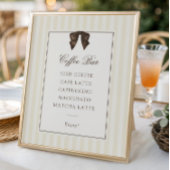 Whimsical Brown Bow Striped Coffee Bar Poster