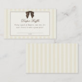 Whimsical Brown Bow Striped Diaper Raffle Begleitkarte (Vorne/Hinten)
