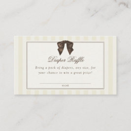 Whimsical Brown Bow Striped Diaper Raffle Begleitkarte