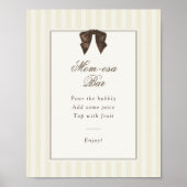 Whimsical Brown Bow Striped Mom-osa Bar Poster (Vorne)