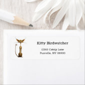 Whimsical Brown Cat Cartoon Rücksendeadresse (Insitu)