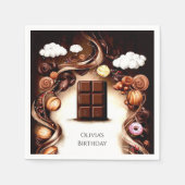 Whimsical Brown Chocolate Geburtstag Serviette (Vorderseite)