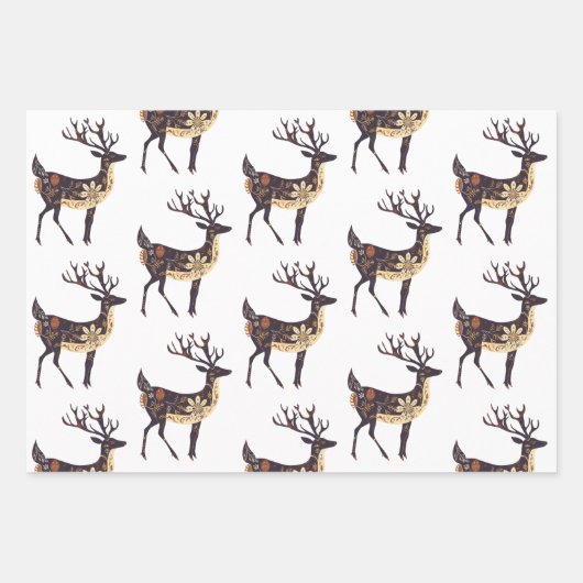 Whimsical Brown Deep Christmas Geschenkpapier Set (Vorderseite 3)