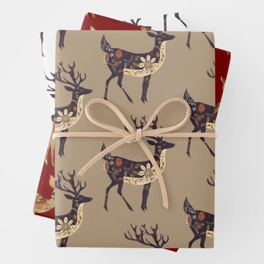 Whimsical Brown Deep Christmas Geschenkpapier Set (Beispiel)