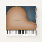 Whimsical Brown Grand Piano Personalisierte Musiks Notizblock (Rückseite)