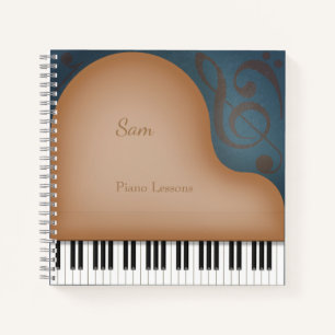 Whimsical Brown Grand Piano Personalisierte Musiks Notizblock