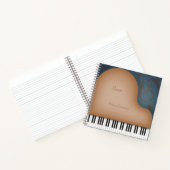 Whimsical Brown Grand Piano Personalisierte Musiks Notizblock (Innenseite)