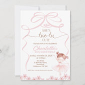 Whimsical Brown Hair Ballerina Two Tu 2. Geburtsta Einladung (Vorderseite)