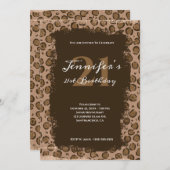 Whimsical Brown Leopard Grunge 21. Geburtstag Einladung (Vorne/Hinten)
