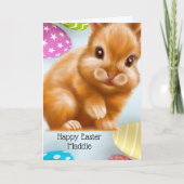 Whimsical Brown Oaster Bunny Karte (Vorderseite)