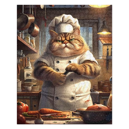 Whimsical Brown Realistic Cat Koch Artwork Puzzle