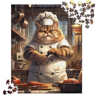 Whimsical Brown Realistic Cat Koch Artwork Puzzle