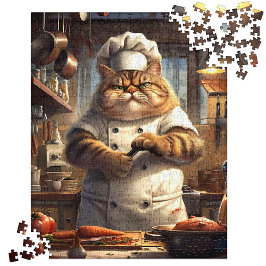 Whimsical Brown Realistic Cat Koch Artwork Puzzle