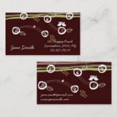 Whimsical Brown Retro Owls Family Nest und Streife Visitenkarte (Vorne/Hinten)