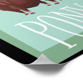 Whimsical Brown Shetland Pony auf grünem Retro-Rüc Poster (Ecke)