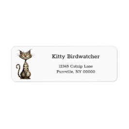 Whimsical Brown Tabby Cat Cartoon Rücksendeadresse
