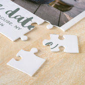 Whimsical Brush Script Foto Save the Date Green Puzzle (Seite)